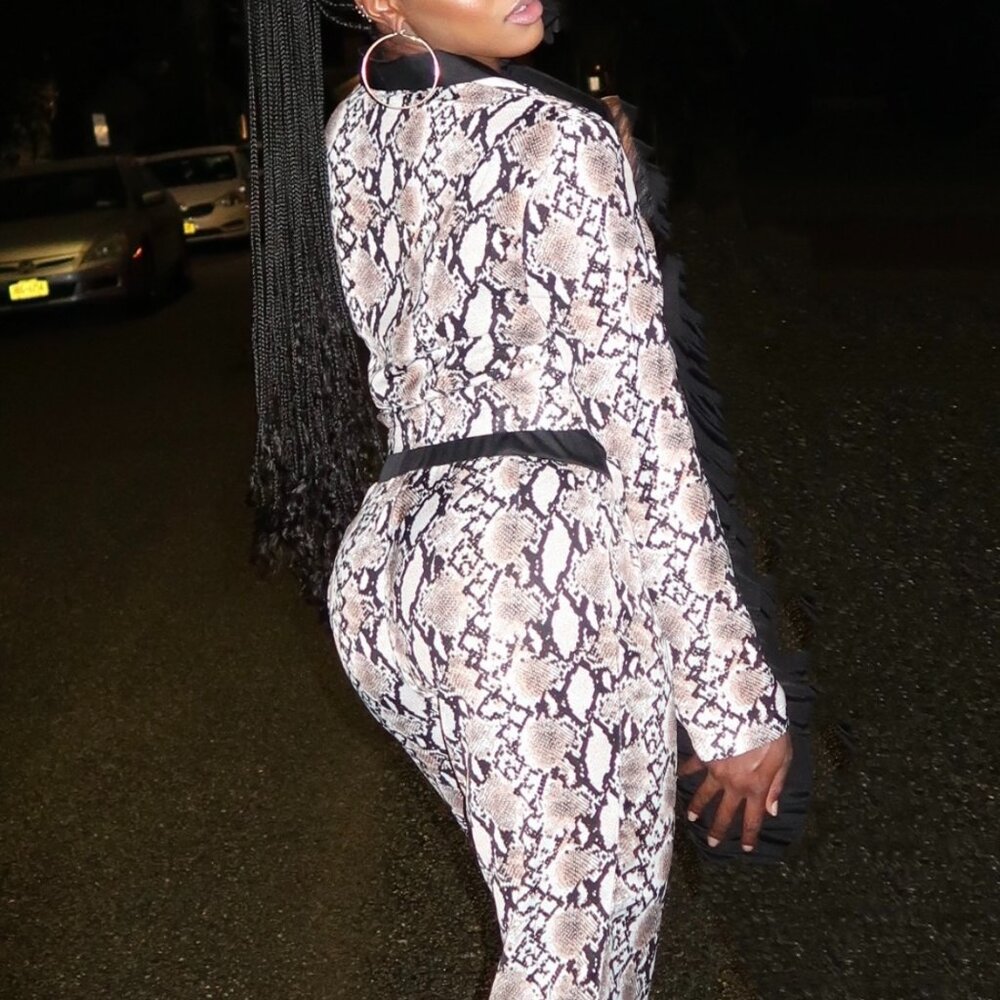 'Naked Wardrobe' Snake Print 2 piece pants set - Size S